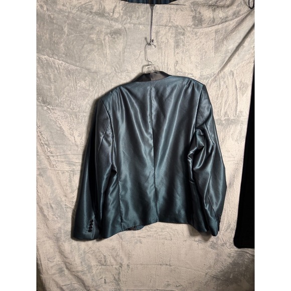 Original Use Men's Teal Shiny Shawl Collar Blazer Jacket Size L - Picture 9 of 10